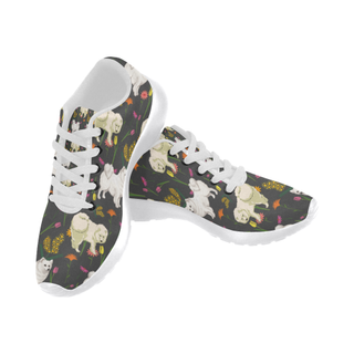 American Eskimo Dog Flower White Sneakers for Women - TeeAmazing