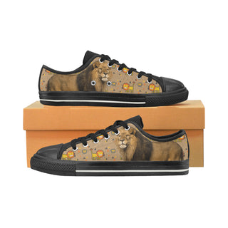 Lion Black Men's Classic Canvas Shoes - TeeAmazing