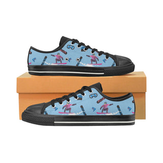 Snowboarding Pattern Black Low Top Canvas Shoes for Kid - TeeAmazing