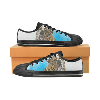 English Bulldog Water Colour No.1 Black Women's Classic Canvas Shoes - TeeAmazing