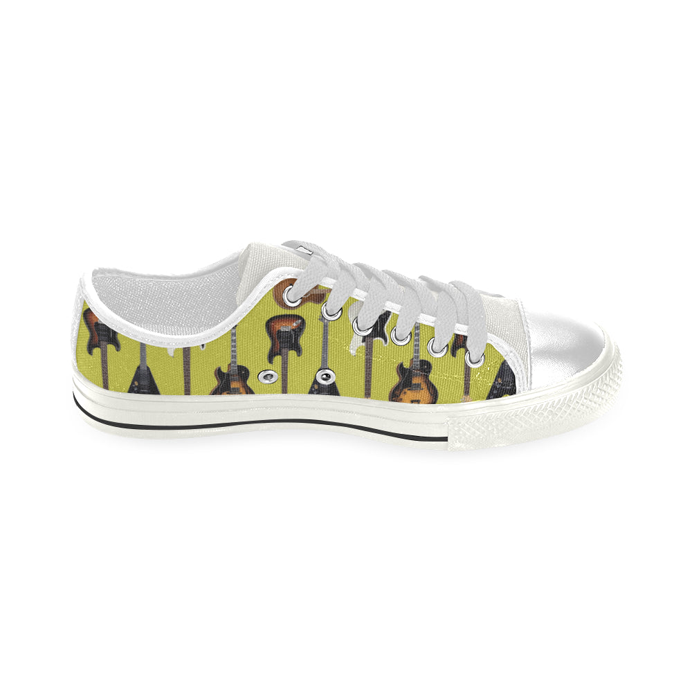 Guitar Pattern White Low Top Canvas Shoes for Kid - TeeAmazing