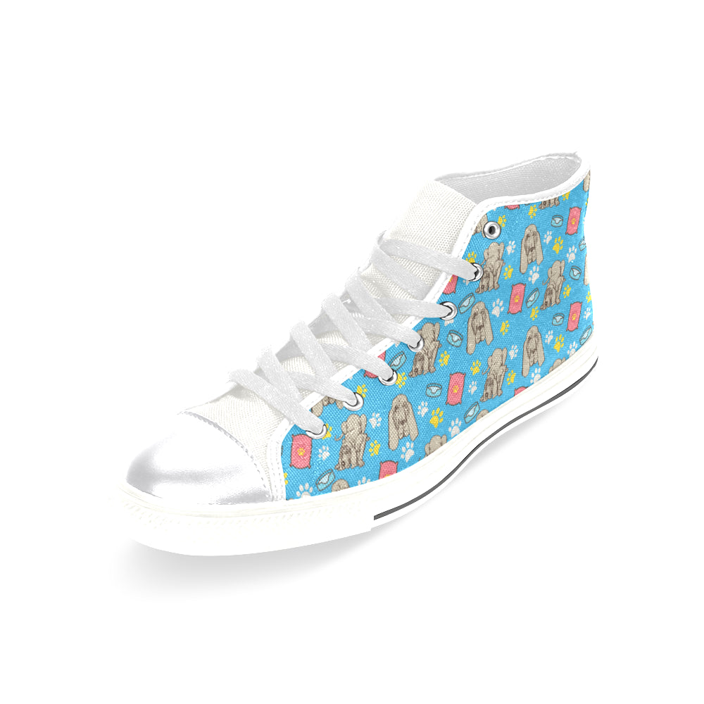 Bloodhound Pattern White Women's Classic High Top Canvas Shoes - TeeAmazing