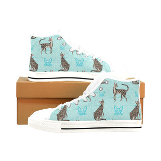 Serengeti Cat White Men’s Classic High Top Canvas Shoes /Large Size - TeeAmazing