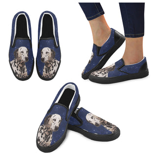 Dalmatian Lover Black Women's Slip-on Canvas Shoes - TeeAmazing