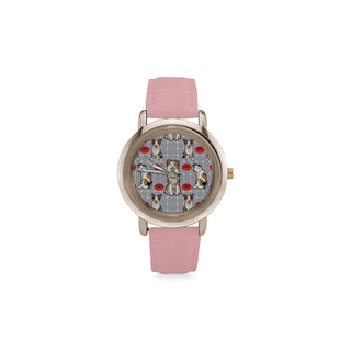 Australian shepherd Pattern Women's Rose Gold Leather Strap Watch - TeeAmazing