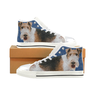 Wire Hair Fox Terrier Dog White High Top Canvas Shoes for Kid - TeeAmazing