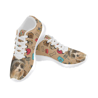 Biewer Terrier White Sneakers for Men - TeeAmazing