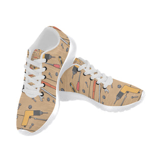 Carpenter Pattern White Sneakers for Women - TeeAmazing