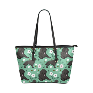 Curly Coated Retriever Flower Leather Tote Bag/Small - TeeAmazing