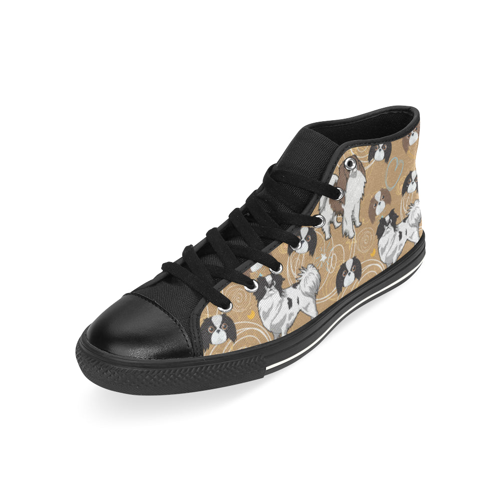 Japanese Chin Black High Top Canvas Shoes for Kid - TeeAmazing