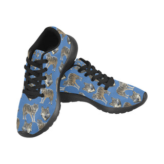 Wolf Pattern Black Sneakers Size 13-15 for Men - TeeAmazing