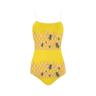 Bee Pattern Strap Swimsuit - TeeAmazing