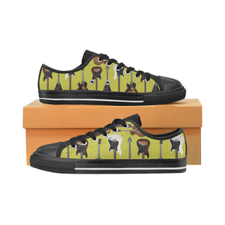 Guitar Pattern Black Low Top Canvas Shoes for Kid - TeeAmazing