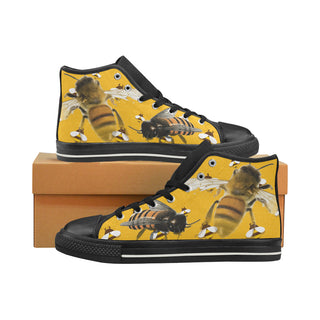 Bee Lover Black High Top Canvas Women's Shoes/Large Size - TeeAmazing
