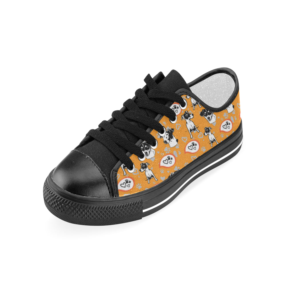Jack Russell Terrier Pattern Black Men's Classic Canvas Shoes - TeeAmazing