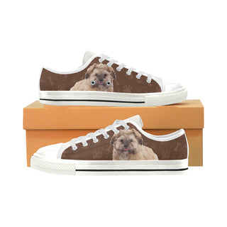 Shih-poo Dog White Low Top Canvas Shoes for Kid - TeeAmazing