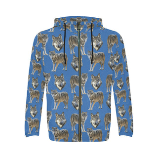 Wolf Pattern All Over Print Full Zip Hoodie for Men - TeeAmazing