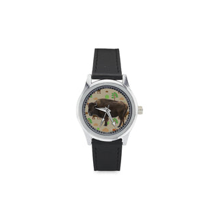 Bison Kid's Stainless Steel Leather Strap Watch - TeeAmazing