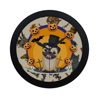 Pug Halloween Black Circular Plastic Wall clock - TeeAmazing