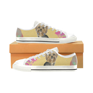 Yorkshire Terrier Water Colour No.1 White Low Top Canvas Shoes for Kid - TeeAmazing