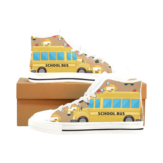 School Bus White Men’s Classic High Top Canvas Shoes /Large Size - TeeAmazing