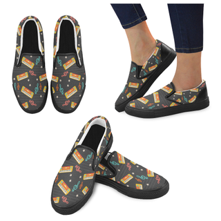 Keyboard Pattern Black Women's Slip-on Canvas Shoes - TeeAmazing