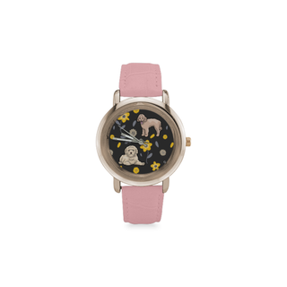 Goldendoodle Flower Women's Rose Gold Leather Strap Watch - TeeAmazing