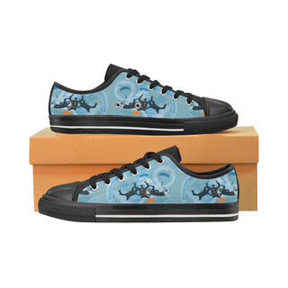 Sky Diving Black Low Top Canvas Shoes for Kid - TeeAmazing