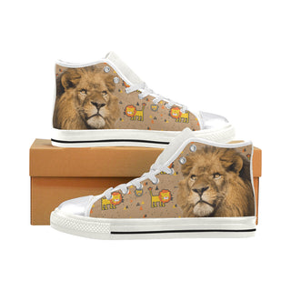 Lion White Women's Classic High Top Canvas Shoes - TeeAmazing