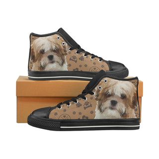 Maltese Shih Tzu Dog Black Women's Classic High Top Canvas Shoes - TeeAmazing