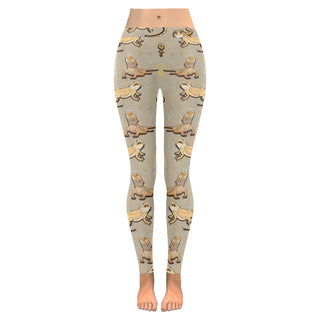 Bearded Dragon Lizard Pattern Low Rise Leggings (Invisible Stitch) (Model L05) - TeeAmazing