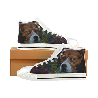 Beagle Glow Design 2 White High Top Canvas Shoes for Kid - TeeAmazing