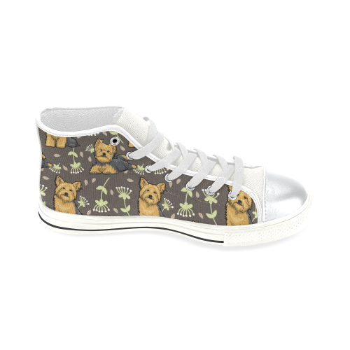 Cairn terrier Flower White High Top Canvas Women's Shoes/Large Size (Model 017) - TeeAmazing