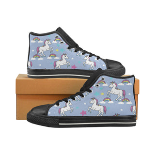 Unicorn Pattern Black High Top Canvas Shoes for Kid - TeeAmazing