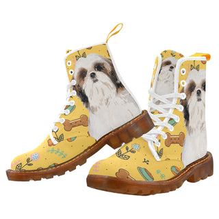 Shih Tzu Dog White Boots For Women - TeeAmazing