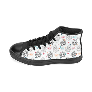 Maltese Pattern Black Men’s Classic High Top Canvas Shoes /Large Size - TeeAmazing