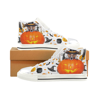 Jack Russell Halloween White High Top Canvas Shoes for Kid - TeeAmazing