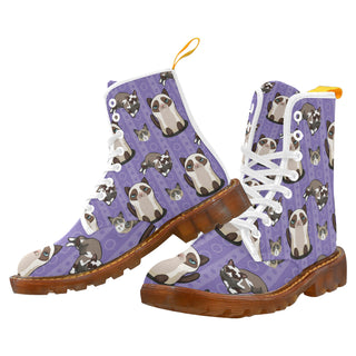 Snowshoe Cat White Boots For Women - TeeAmazing