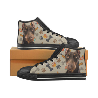Doberman Dog Black Women's Classic High Top Canvas Shoes - TeeAmazing