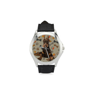 Doberman Dog Women's Classic Leather Strap Watch - TeeAmazing