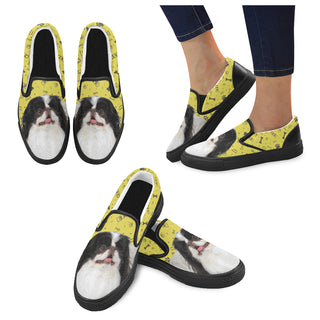 Japanese Chin Dog Black Women's Slip-on Canvas Shoes - TeeAmazing