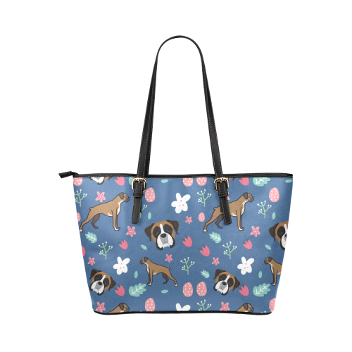 Boxer Flower Leather Tote Bag/Small - TeeAmazing