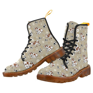 Cow Pattern Black Boots For Men - TeeAmazing