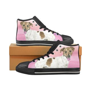 Jack Russell Terrier Water Colour No.1 Black Men’s Classic High Top Canvas Shoes /Large Size - TeeAmazing