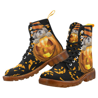 Shih Tzu Halloween Black Boots For Women - TeeAmazing