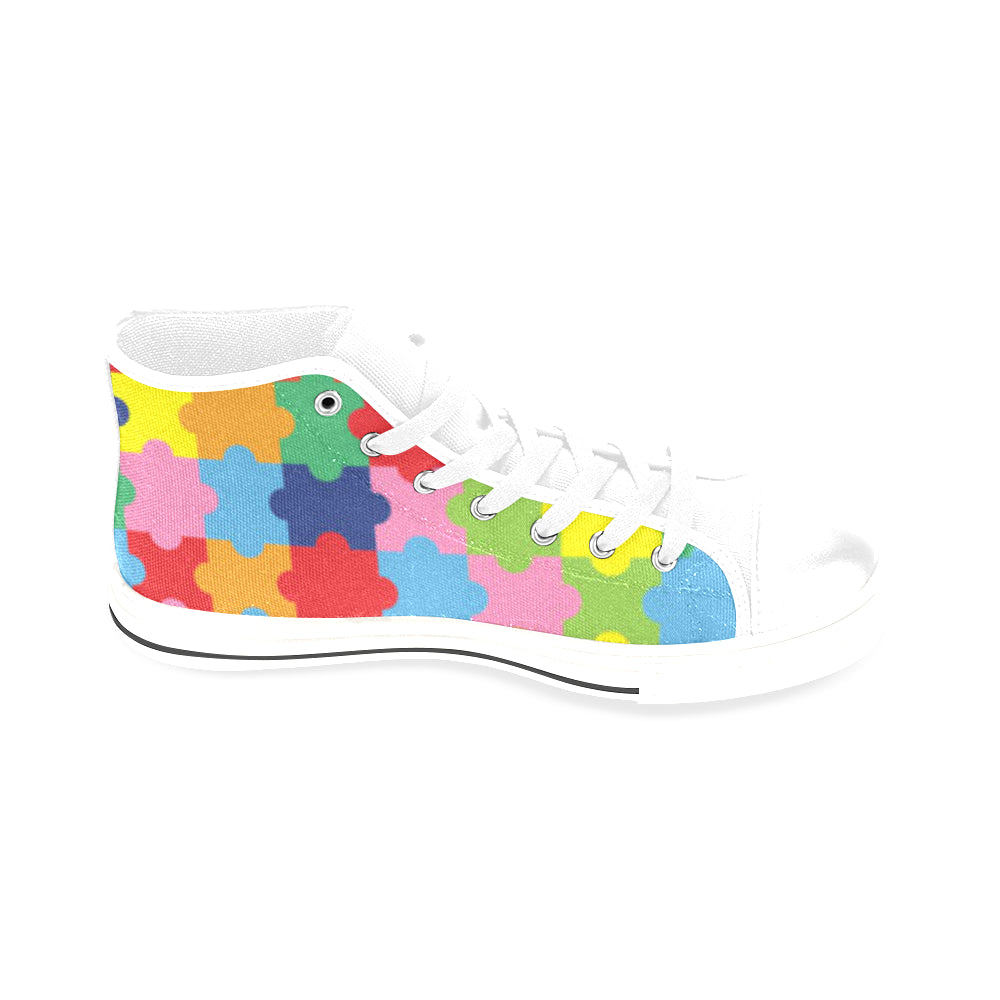 Autism White Men’s Classic High Top Canvas Shoes /Large Size - TeeAmazing