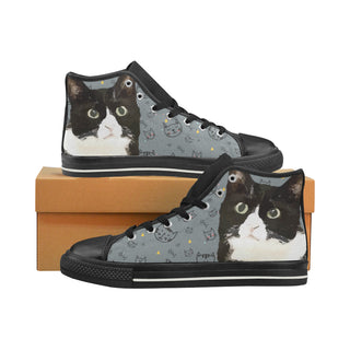 Tuxedo Cat Black High Top Canvas Shoes for Kid - TeeAmazing