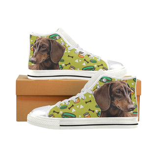 Dachshund White Women's Classic High Top Canvas Shoes - TeeAmazing