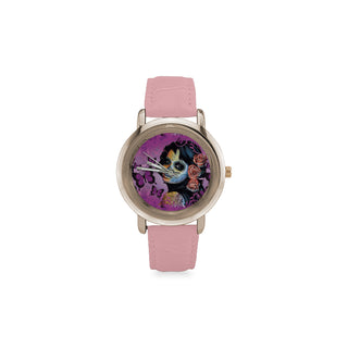 Sugar Skull Candy V1 Women's Rose Gold Leather Strap Watch - TeeAmazing