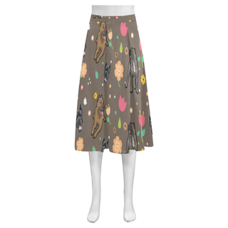 Cane Corso Flower Mnemosyne Women's Crepe Skirt (Model D16) - TeeAmazing